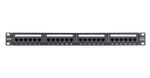 Коммутационная панель NETLAN 19", 1U, 24 порта, Кат.5e, неэкранированная, черная