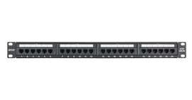 Коммутационная панель NETLAN 19", 1U, 24 порта, Кат.5e, неэкранированная, черная